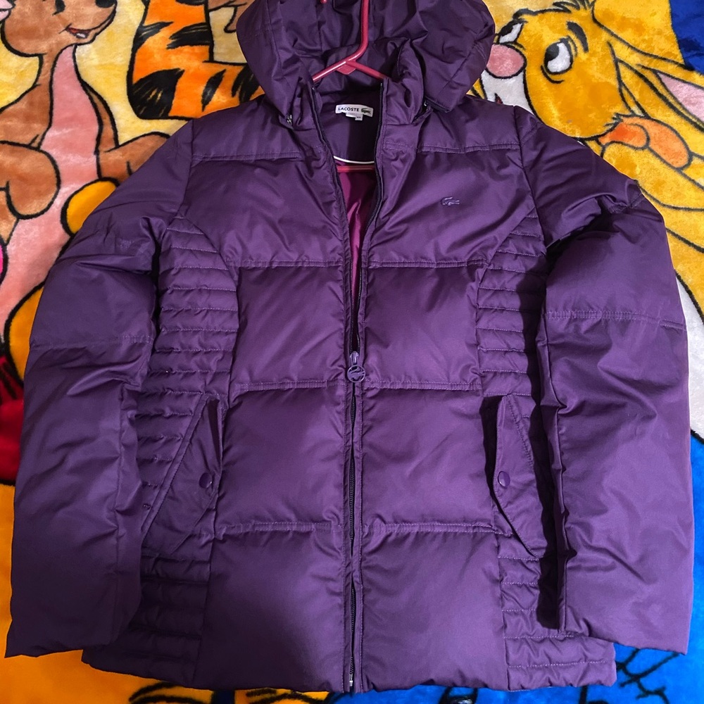 +LACOSTE+ Dark purple puffer winter jacket